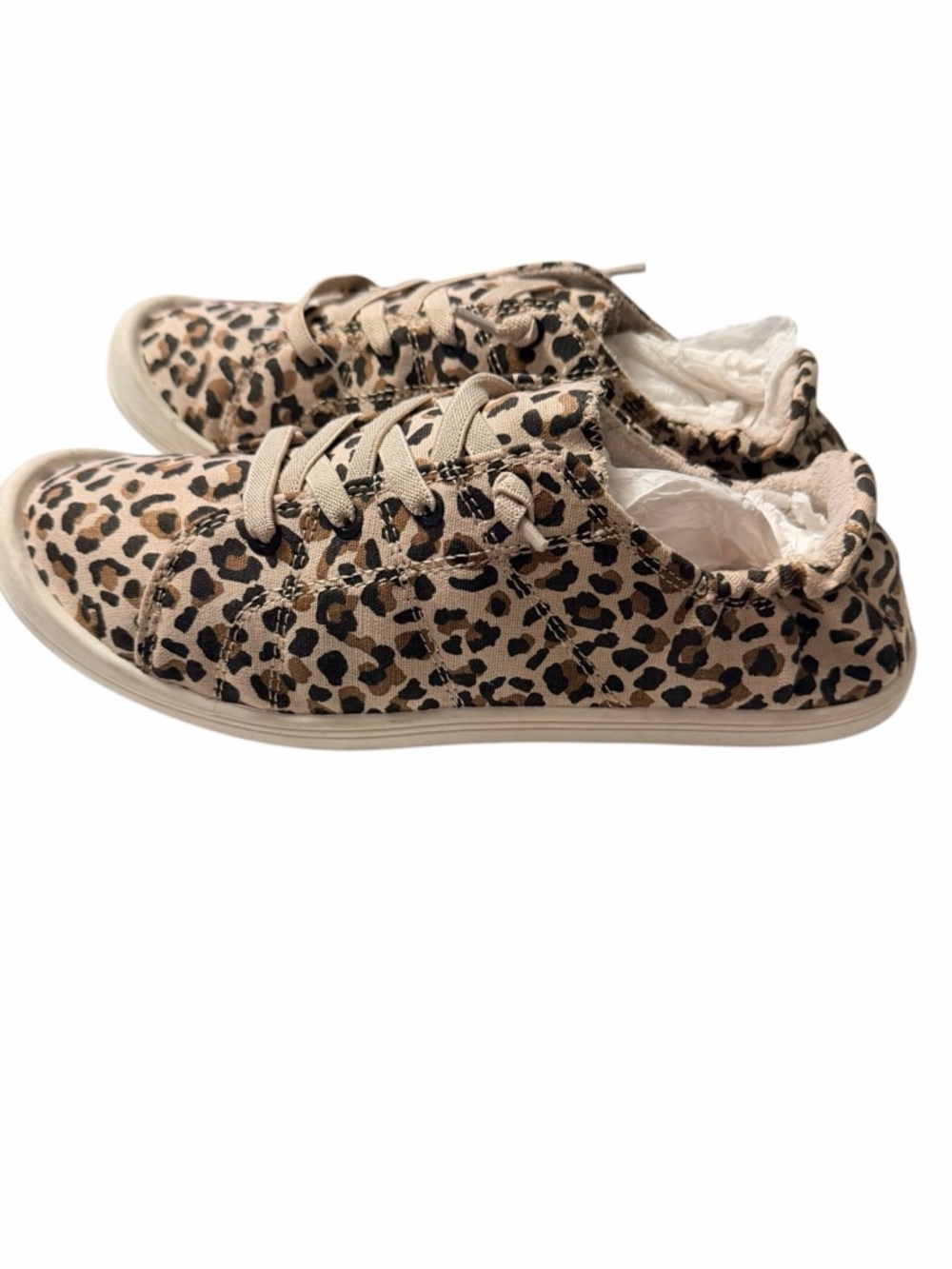 Women’s Leopard Print Casual Sneakers - Beige